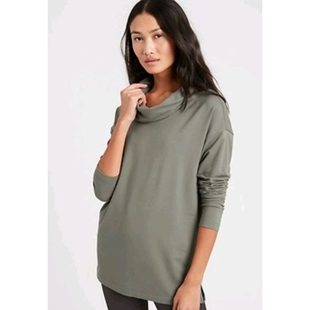 Banana Republic Cowl Neck Sweatshirt Size Large Dusty Olive Green
